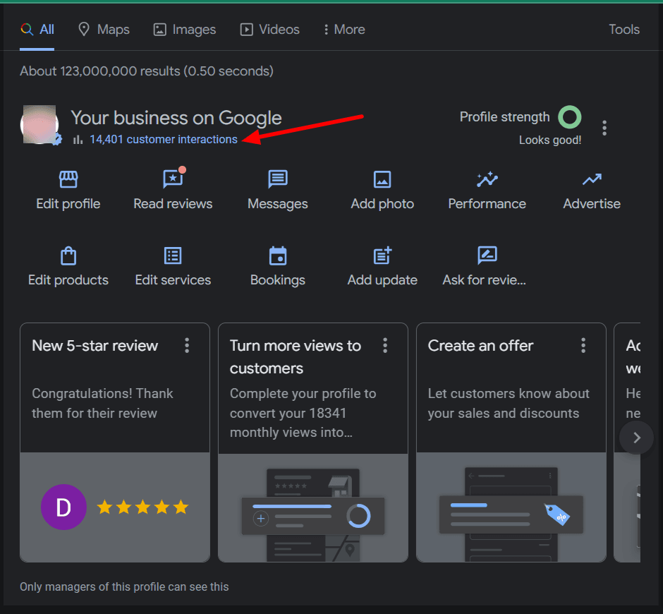 Local SEO Google Business Profile performance chart showing improved visibility and engagement metrics