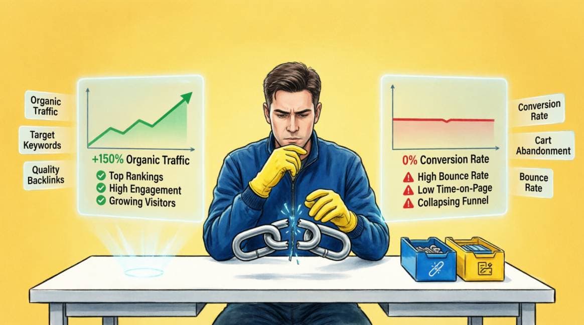 SEO traffic went up but conversions didn't increase
