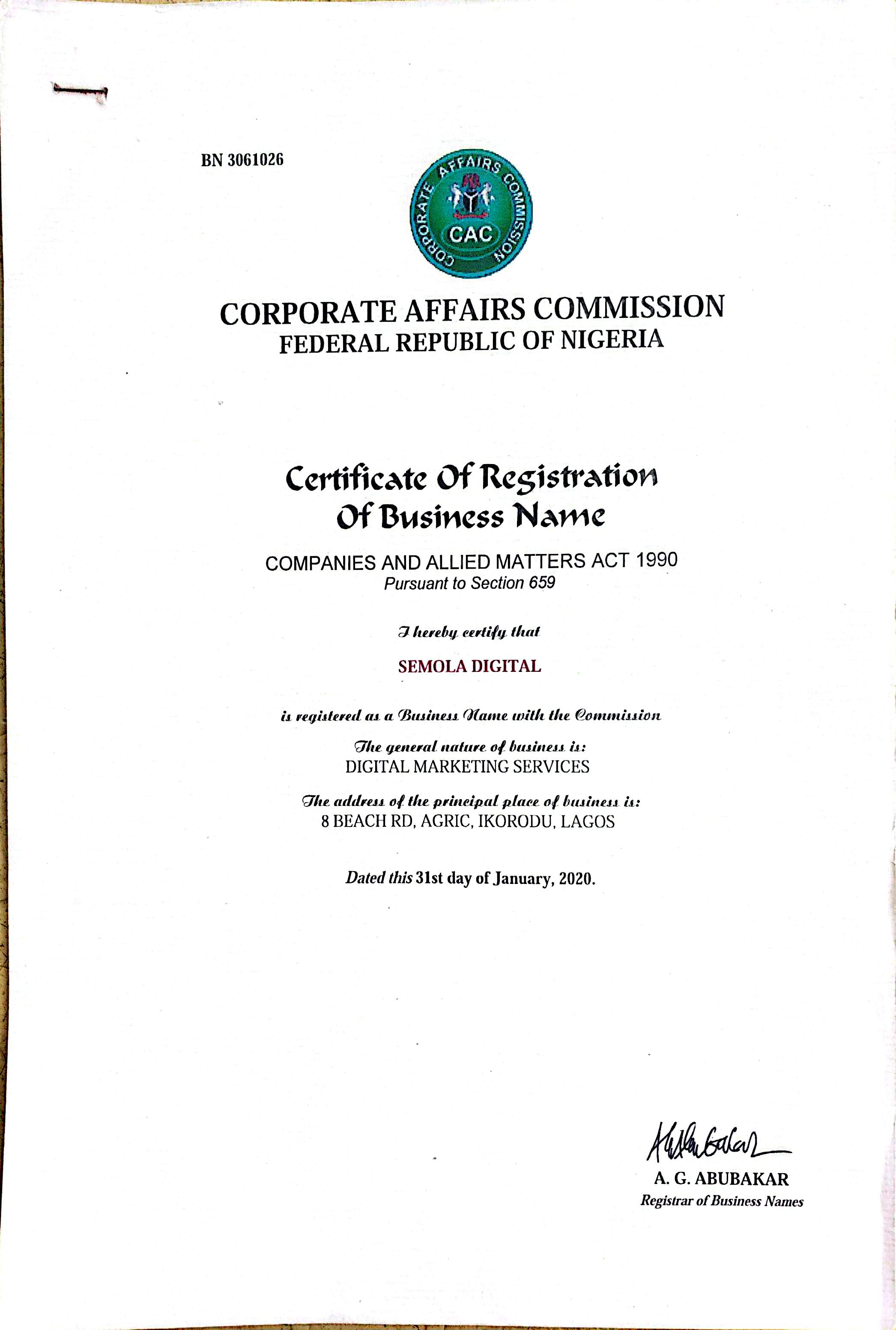 Business Registration Authorization